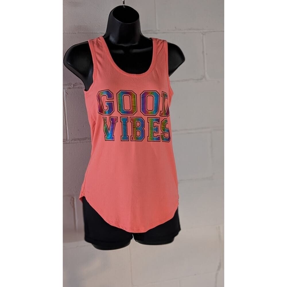 Rue21 Good Vibes Coral Tank Top Sleeveless Cutout Back Casual Medium